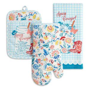 Pioneer Woman Spicy Cowgirl Country Kitchen Towel Potholder Oven Mitt Gift NEW